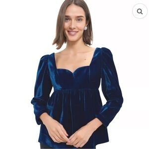 Tuckernuck Hyacinth House Sapphire Blue Velvet Women's Top